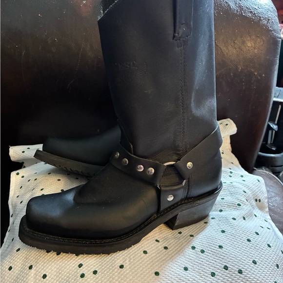 Black Leather Moto Boots by Canada's Boot Maker - Picture 3 of 6